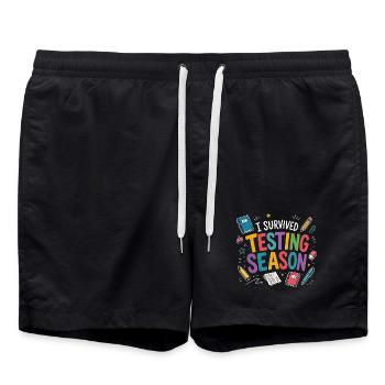 J’ai survécu à la phase d’examens Humour scolaire - Short de bain - noir - Devant - AI Model Male 185 light (185cm)