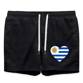 Uruguay_Flagge_Herz - Badeshorts - Schwarz - Vorne - AI Model Male 185 light (185cm)