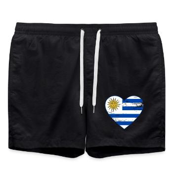 Uruguay_Flagge_Herz_used - Badeshorts - Schwarz - Vorne - AI Model Male 185 light (185cm)