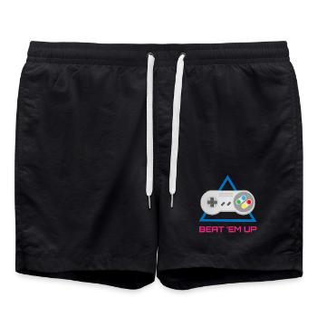 Retro Gamer Controller – Jeu vidéo d’arcade - Short de bain - noir - Devant - AI Model Male 185 light (185cm)