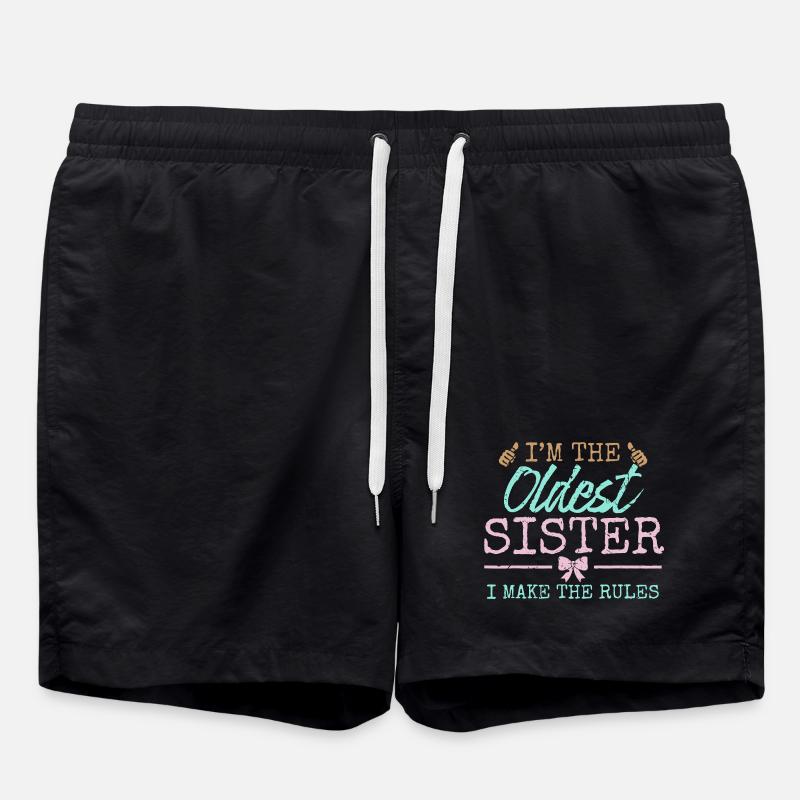 Oldest Sister Rules Graphic Tee - Swim Trunks - black