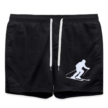 Snow Sketch: Skier Silhouette - Swim Trunks - black - Front - AI Model Male 185 light (185cm)