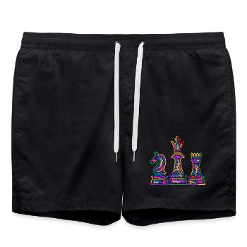 Chess Player Colorful Chess Pieces Kids Chess - Swim Trunks - black - Front - AI Model Male 185 light (185cm)