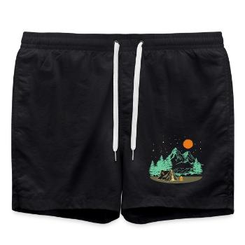 Retro camping motif – gift for Christmas - Swim Trunks - black - Front - AI Model Male 185 light (185cm)