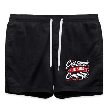 C est Simple Je Suis Compliqué - Short de bain - noir - Devant - AI Model Male 185 light (185cm)