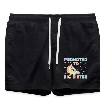 Geschlechterenthüllung Babyparty große Schwester Mama Papa - Badeshorts - Schwarz - Vorne - AI Model Male 185 light (185cm)