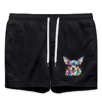 Explosion de couleur : Tête de chihuahua - Short de bain - noir - Devant - AI Model Male 185 light (185cm)