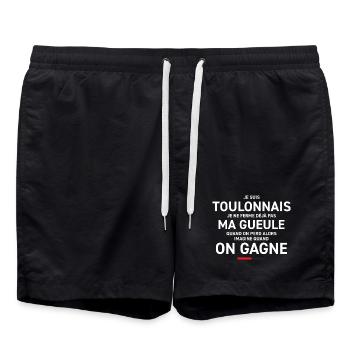 Je Suis Toulonnais Je Ne Ferme Deja Pas Ma Gueu... - Short de bain - noir - Devant - AI Model Male 185 light (185cm)