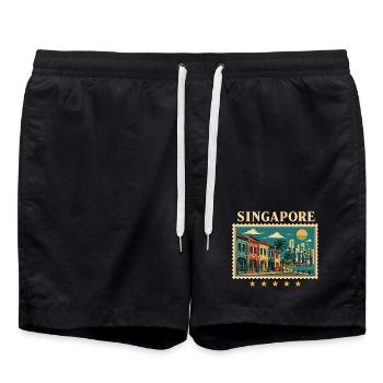 Tournée Vintage Tropicale de Singapour - Short de bain - noir - Devant - AI Model Male 185 light (185cm)