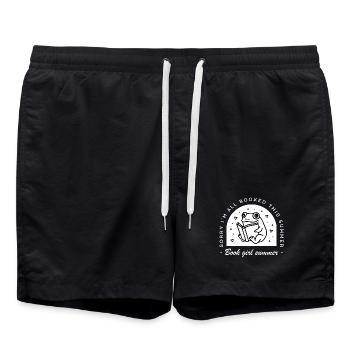 Book girl summer funny frog - Swim Trunks - black - Front - AI Model Male 185 light (185cm)