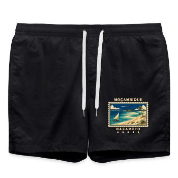 Mosambik Bazaruto Vintage Reisemarke - Badeshorts - Schwarz - Vorne - AI Model Male 185 light (185cm)