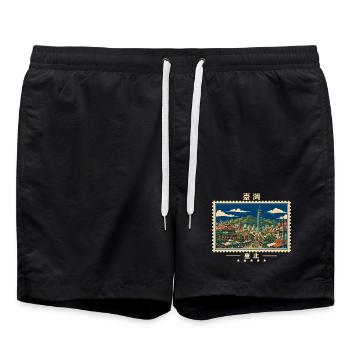 Taiwan Taipei Vintage Reisemarke - Badeshorts - Schwarz - Vorne - AI Model Male 185 light (185cm)
