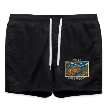 Tschechien Český Krumlov Vintage Reisemarke - Badeshorts - Schwarz - Vorne - AI Model Male 185 light (185cm)