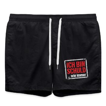 Ich bin schuld wie immer - Lustiger Spruch - Badeshorts - Schwarz - Vorne - AI Model Male 185 light (185cm)