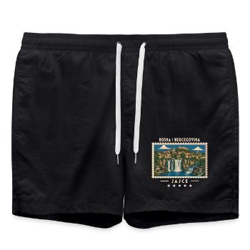 Bosnien und Herzegowina Jajce Vintage Reisemarke - Badeshorts - Schwarz - Vorne - AI Model Male 185 light (185cm)