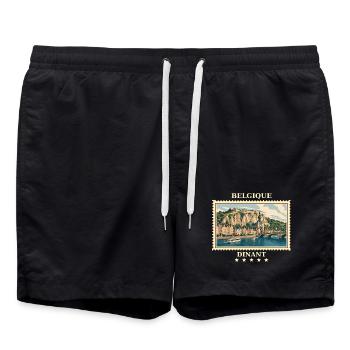 Belgien Dinant Vintage Reisemarke - Badeshorts - Schwarz - Vorne - AI Model Male 185 light (185cm)