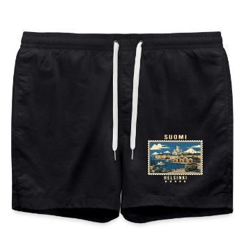 Finnland Helsinki Vintage Reisemarke - Badeshorts - Schwarz - Vorne - AI Model Male 185 light (185cm)