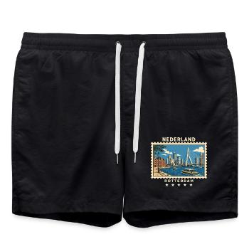Niederlande Rotterdam Vintage Reisemarke - Badeshorts - Schwarz - Vorne - AI Model Male 185 light (185cm)