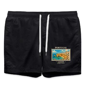 Portugal Lagos Vintage Reisemarke - Badeshorts - Schwarz - Vorne - AI Model Male 185 light (185cm)