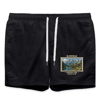 Slowenien Kranjska Gora Vintage Reisemarke - Badeshorts - Schwarz - Vorne - AI Model Male 185 light (185cm)