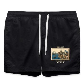 Belgien Antwerpen Vintage Reisemarke - Badeshorts - Schwarz - Vorne - AI Model Male 185 light (185cm)