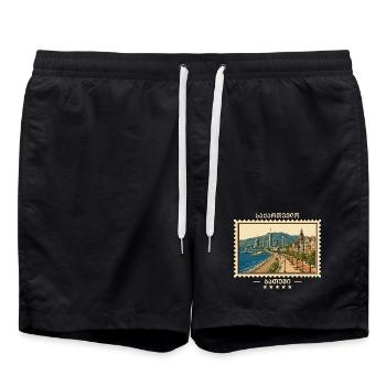 Georgien Batumi Vintage Reisemarke - Badeshorts - Schwarz - Vorne - AI Model Male 185 light (185cm)
