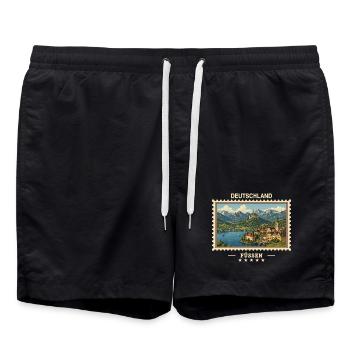 Deutschland Füssen Vintage Reisemarke - Badeshorts - Schwarz - Vorne - AI Model Male 185 light (185cm)