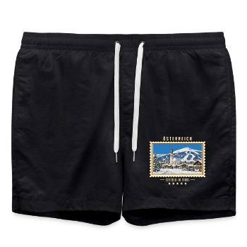 Österreich Seefeld in Tirol Winter Vintage Marke - Badeshorts - Schwarz - Vorne - AI Model Male 185 light (185cm)