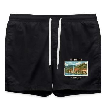 Österreich Dürnstein Vintage Reisemarke - Badeshorts - Schwarz - Vorne - AI Model Male 185 light (185cm)