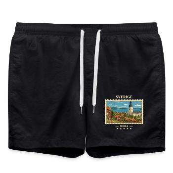Schweden Mora Vintage Reisemarke - Badeshorts - Schwarz - Vorne - AI Model Male 185 light (185cm)