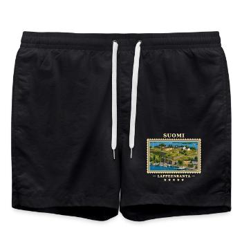 Suomi Lappeenranta Vintage Reisemarke - Badeshorts - Schwarz - Vorne - AI Model Male 185 light (185cm)