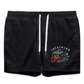Triathlon | Swim Bike Run | Sportlerin Geschenk - Badeshorts - Schwarz - Vorne - AI Model Male 185 light (185cm)