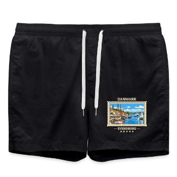 Danmark Svendborg Vintage Reisemarke - Badeshorts - Schwarz - Vorne - AI Model Male 185 light (185cm)