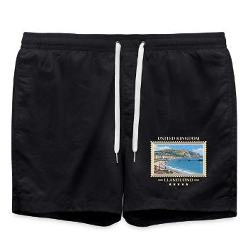 Großbritannien Llandudno Vintage Reisemarke - Badeshorts - Schwarz - Vorne - AI Model Male 185 light (185cm)