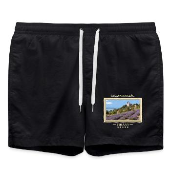 Ungarn Tihany Vintage Reisemarke - Badeshorts - Schwarz - Vorne - AI Model Male 185 light (185cm)