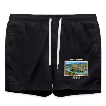 Ungarn Tokaj Vintage Reisemarke - Badeshorts - Schwarz - Vorne - AI Model Male 185 light (185cm)