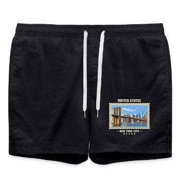 Vereinigte Staaten New York City Vintage Marke - Badeshorts - Schwarz - Vorne - AI Model Male 185 light (185cm)