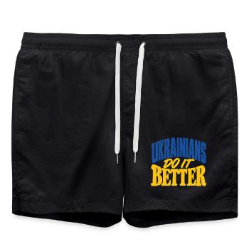 Ukrainische Farben Blau und Gelb - Badeshorts - Schwarz - Vorne - AI Model Male 185 light (185cm)