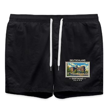 Deutschland Dortmund Vintage Reisemarke - Badeshorts - Schwarz - Vorne - AI Model Male 185 light (185cm)