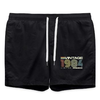 Vintage 1984 Jahrgang Geburtstag Geschenk Retro - Badeshorts - Schwarz - Vorne - AI Model Male 185 light (185cm)