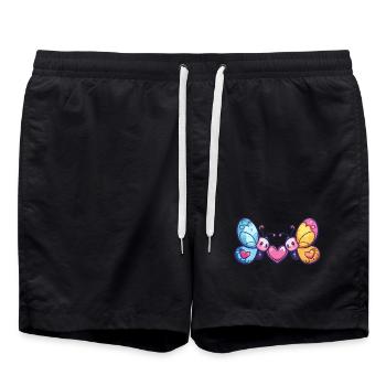 Schmetterling Paar Liebe Valentinstag - Badeshorts - Schwarz - Vorne - AI Model Male 185 light (185cm)