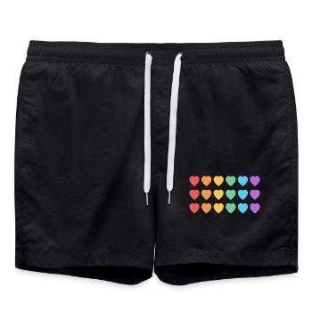 Regenbogenherzen LGBT Pride - Badeshorts - Schwarz - Vorne - AI Model Male 185 light (185cm)