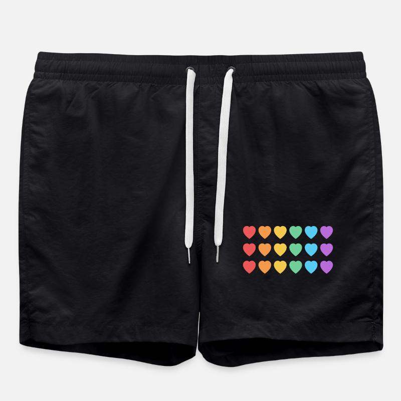 Regenbogenherzen LGBT Pride - Badeshorts - Schwarz