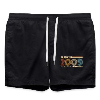 2009 Born Vintage Retro Birthday Gift - Swim Trunks - black - Front - AI Model Male 185 light (185cm)