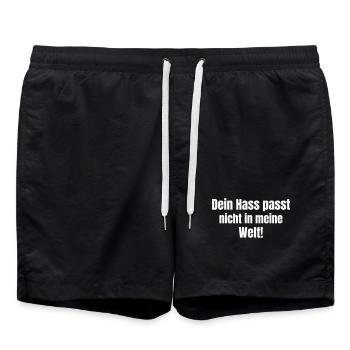 Dein Hass passt nicht in unsere Welt - Badeshorts - Schwarz - Vorne - AI Model Male 185 light (185cm)