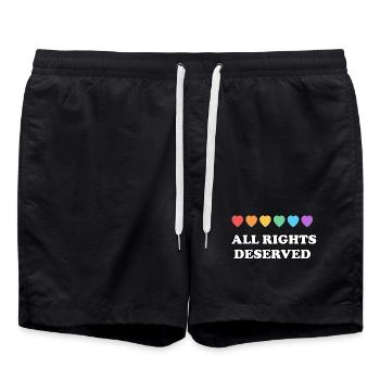 TOUS DROITS MÉRITÉS Rainbow Hearts LGBT PRIDE - Short de bain - noir - Devant - AI Model Male 185 light (185cm)