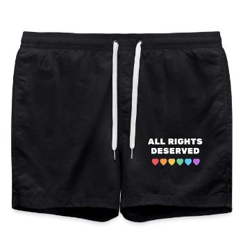TOUS DROITS MÉRITÉS Rainbow Hearts - Short de bain - noir - Devant - AI Model Male 185 light (185cm)