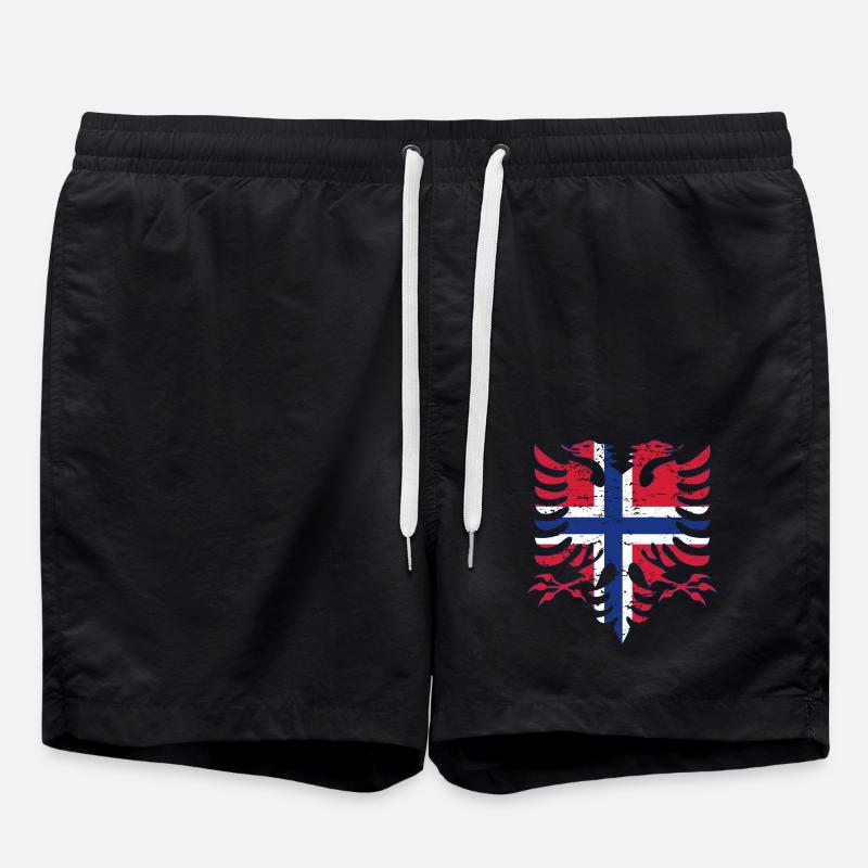 Albanie Norvège drapeau utilisé - Short de bain - noir