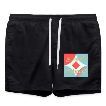 FÊTE DES MÈRES,BONNE FÊTE MAMAN,MAMAN,JE T'AIME - Short de bain - noir - Devant - AI Model Male 185 light (185cm)
