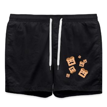Toast with moustache - Swim Trunks - black - Front - AI Model Male 185 light (185cm)